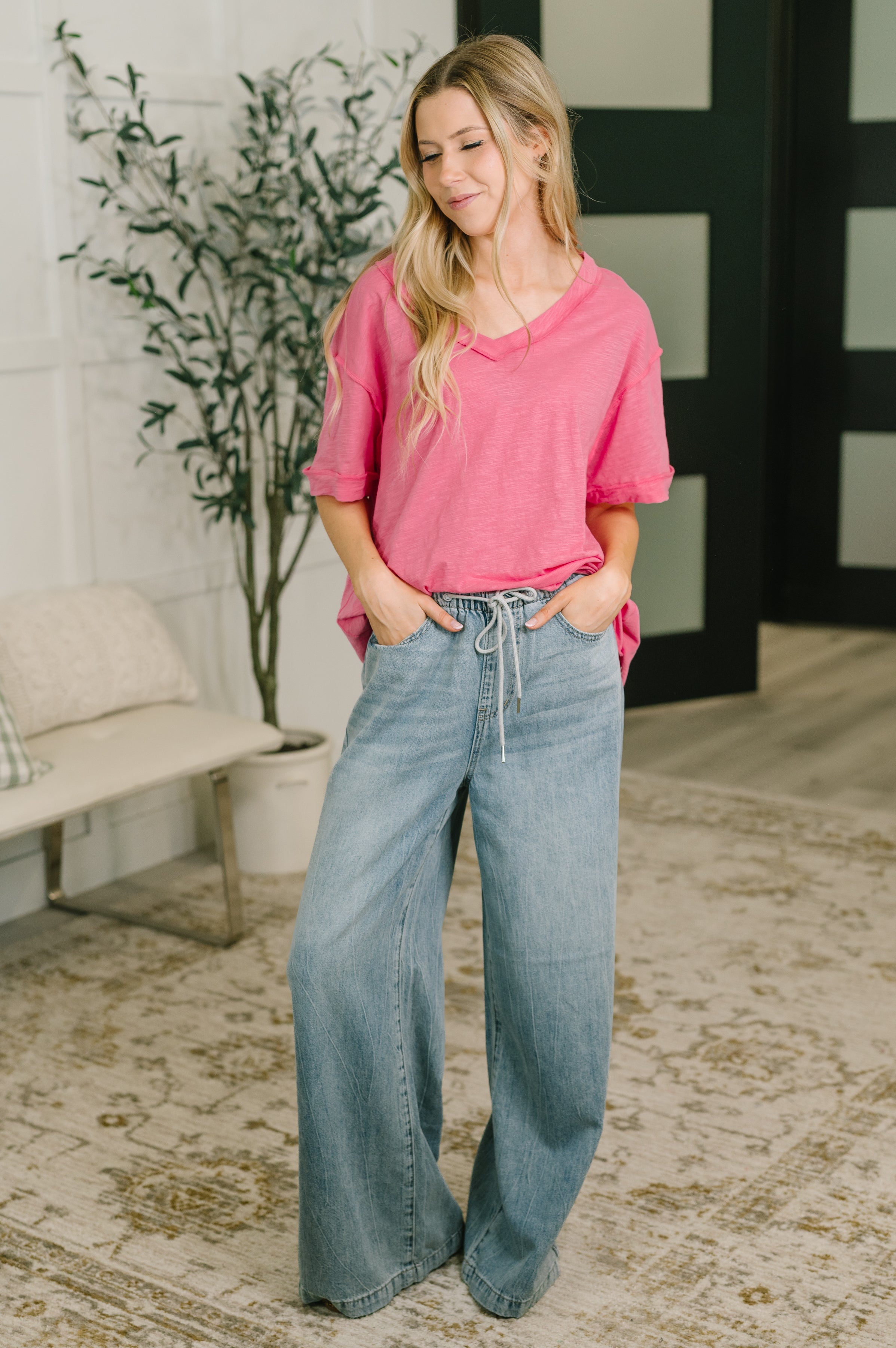 Thanks To You Relaxed Cotton Tee in Pink