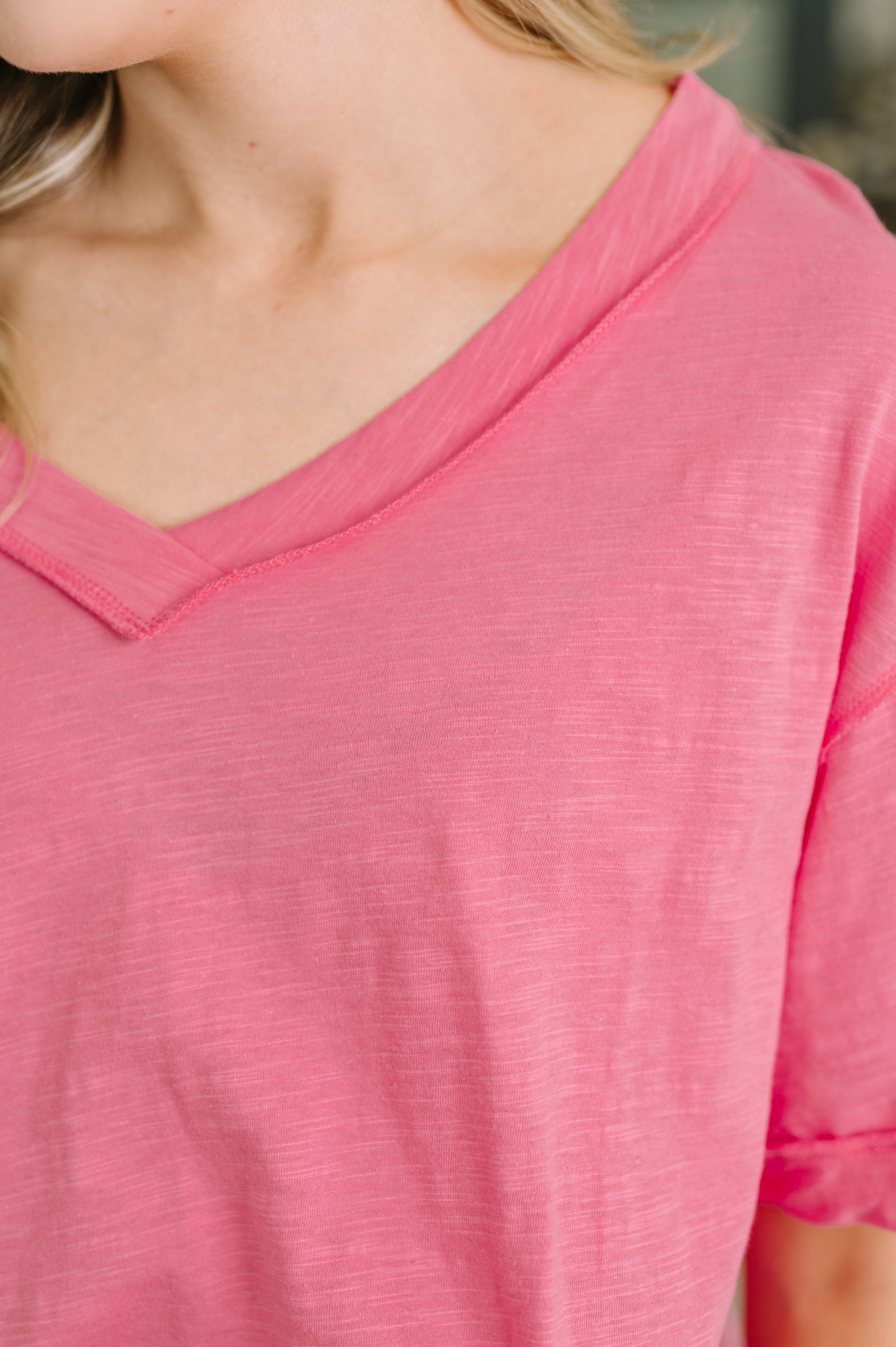 Thanks To You Relaxed Cotton Tee in Pink