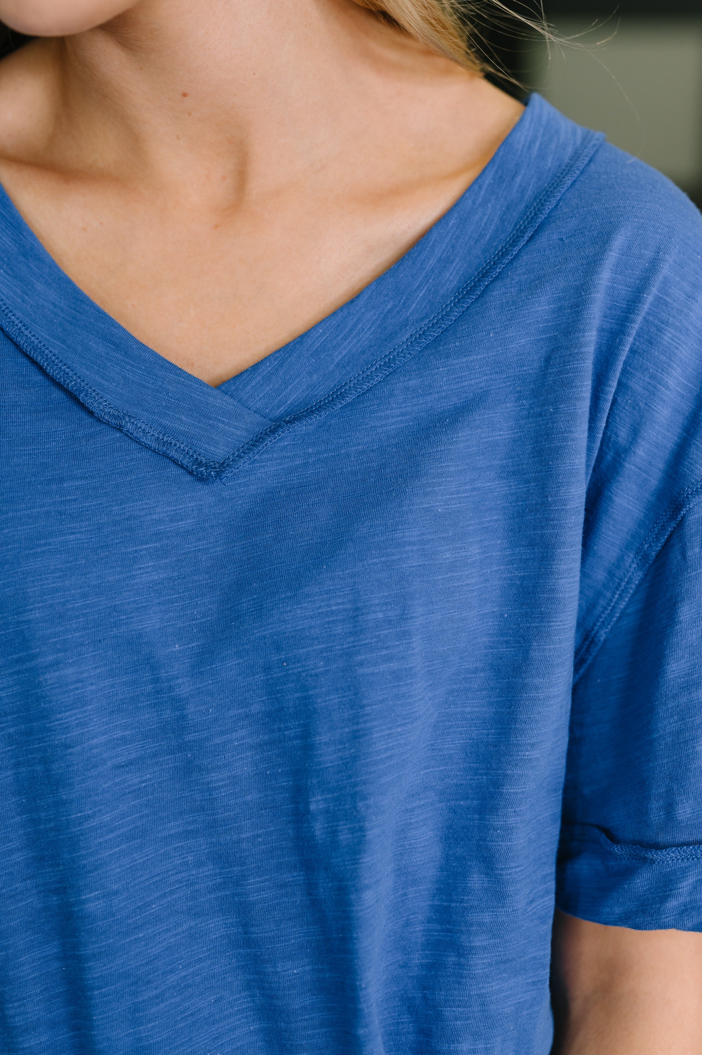 Thanks To You Relaxed Cotton Tee in Royal Blue
