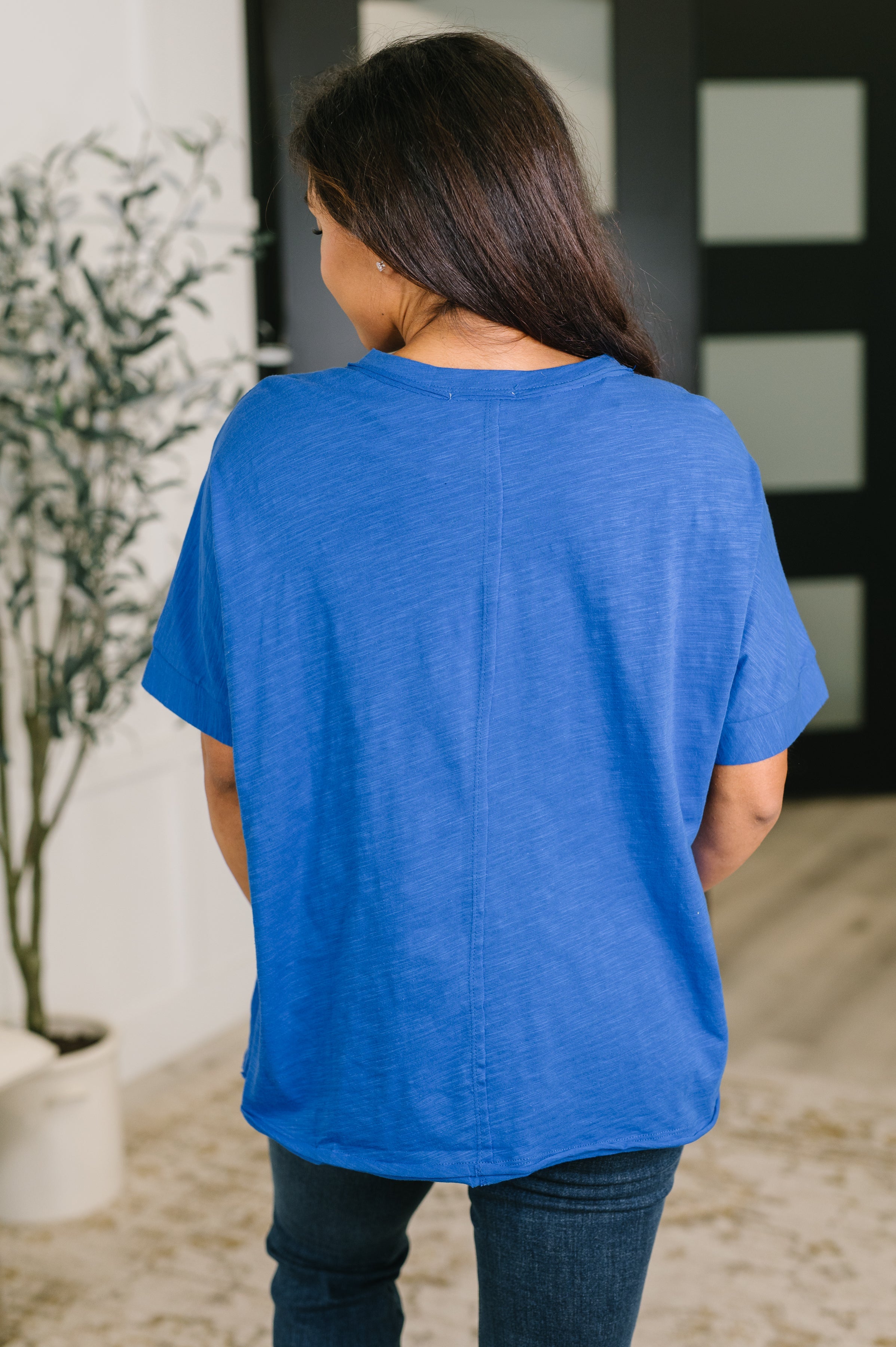 Relaxed Basic Cotton Tee in Royal Blue