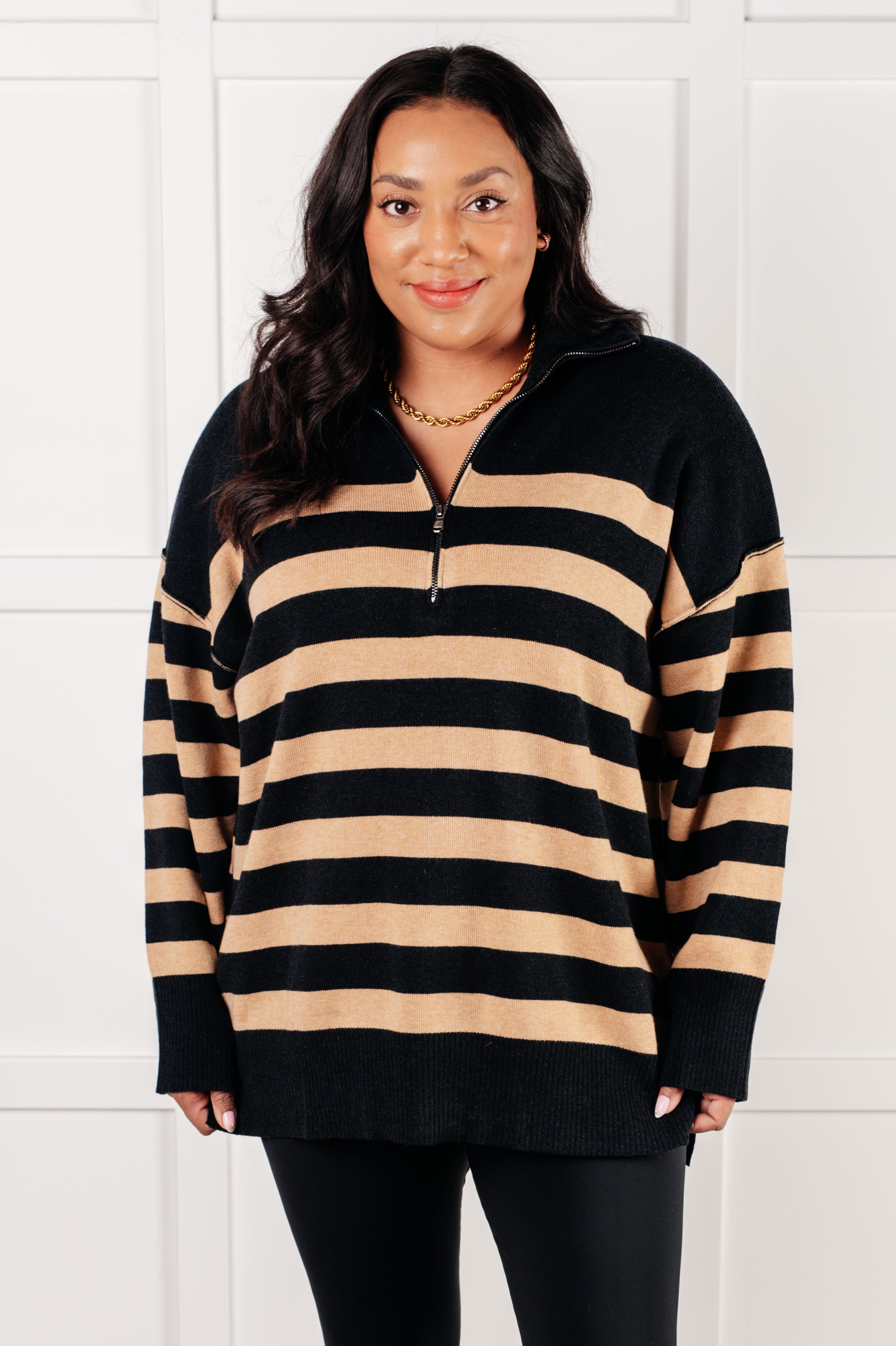 Adore You Sweater in Black and Tan