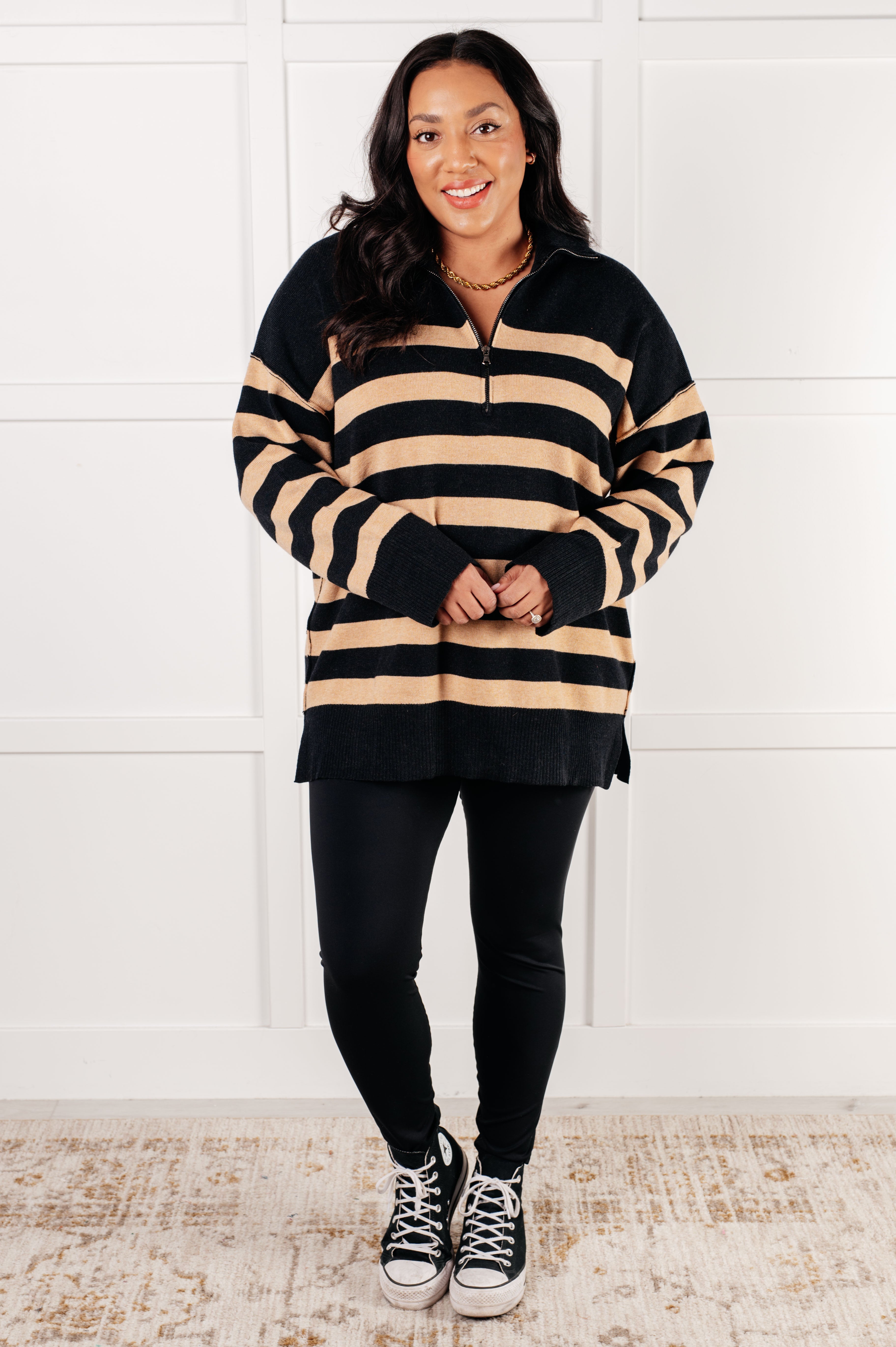 Adore You Sweater in Black and Tan