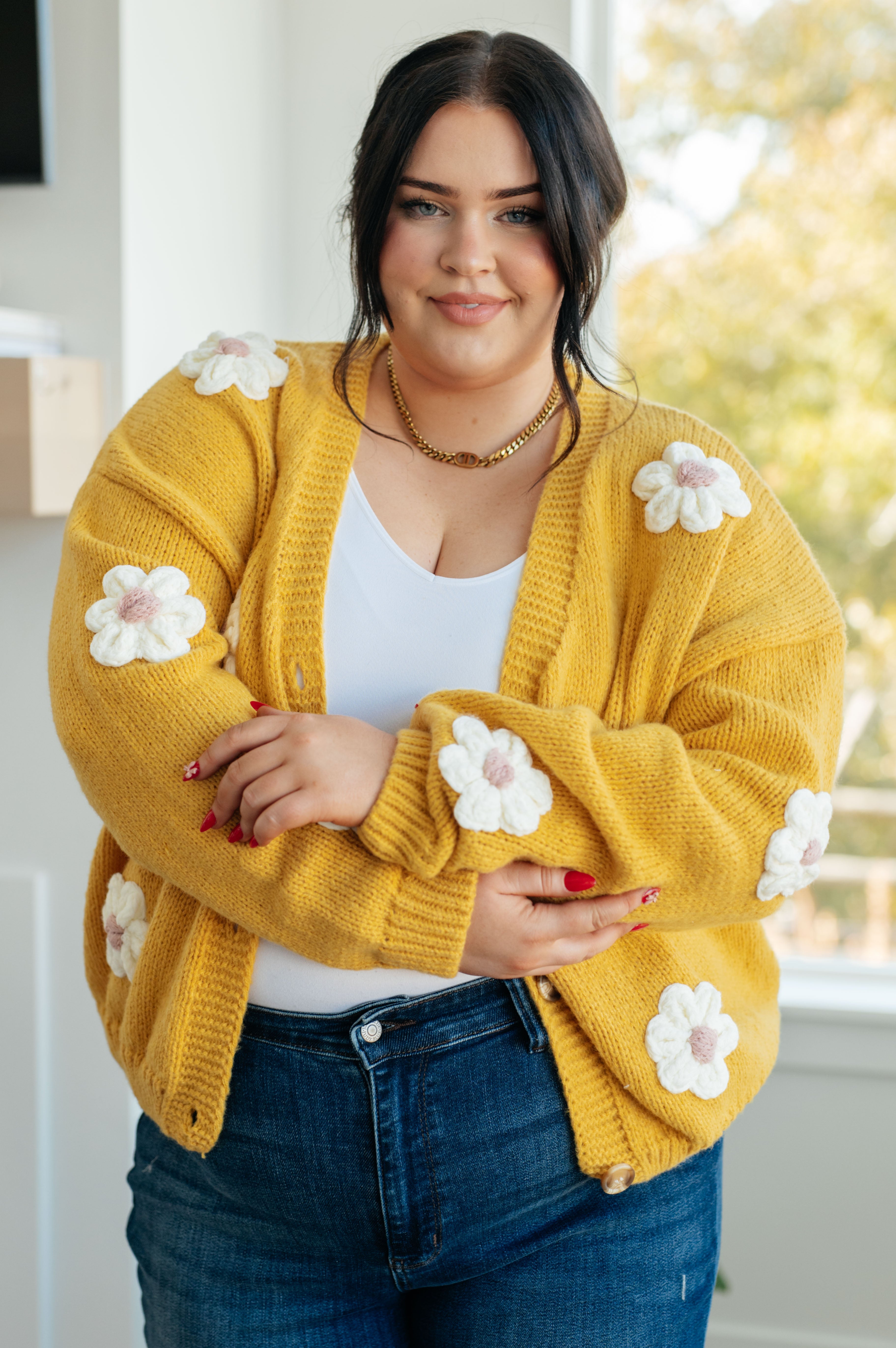 3D Daisy Floral Cardigan