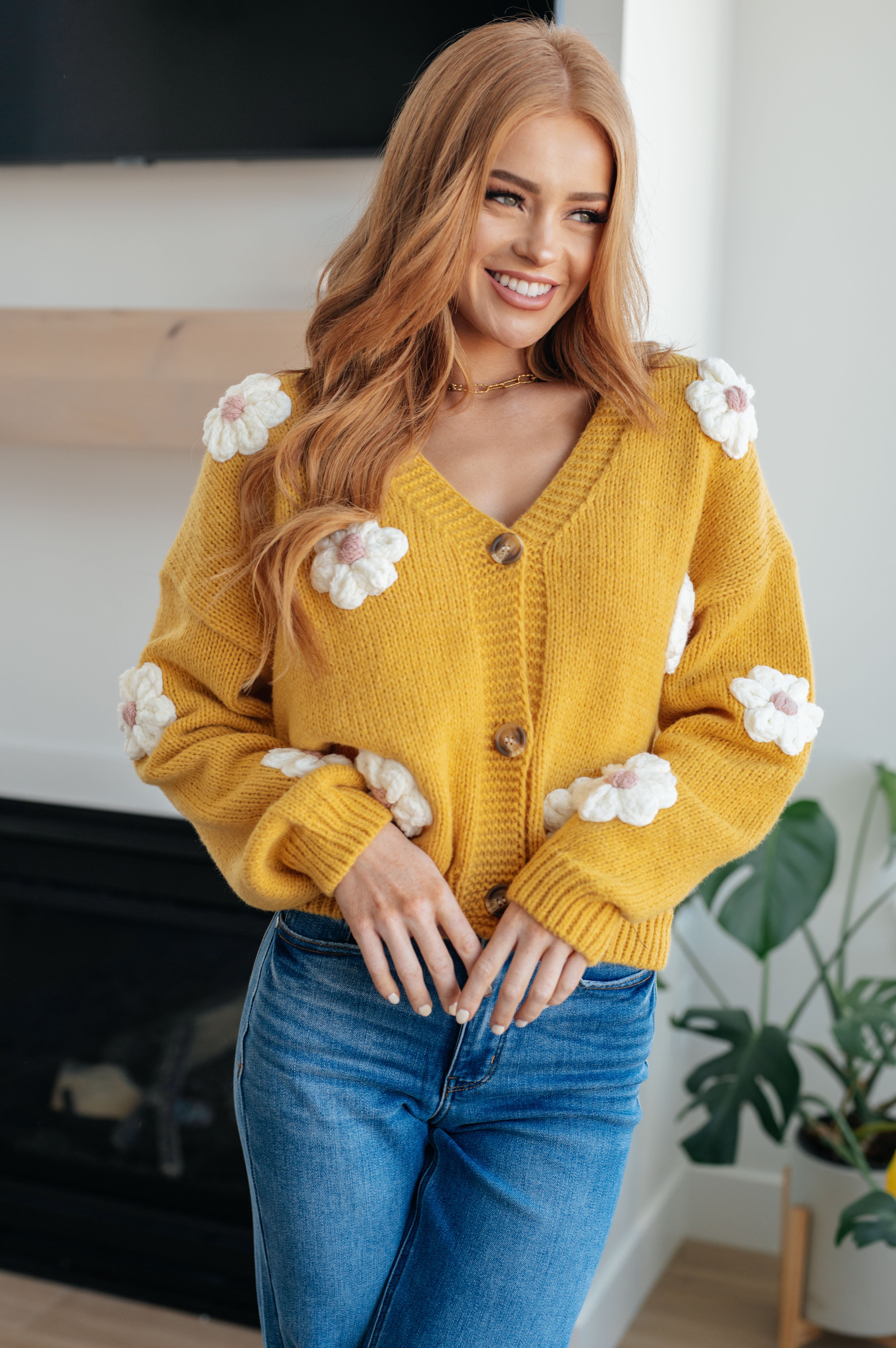 3D Daisy Floral Cardigan