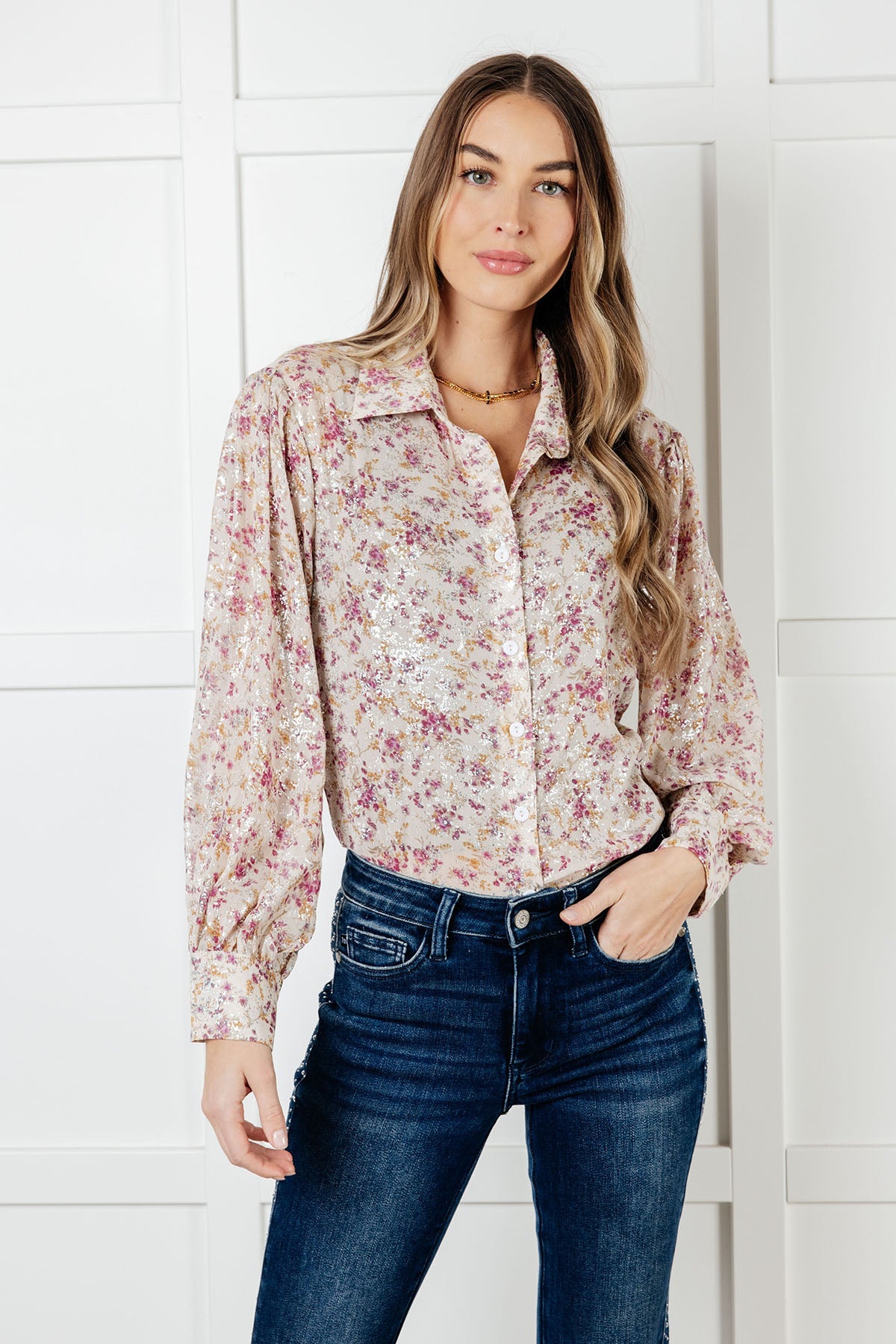 Poet Floral Button Up Blouse