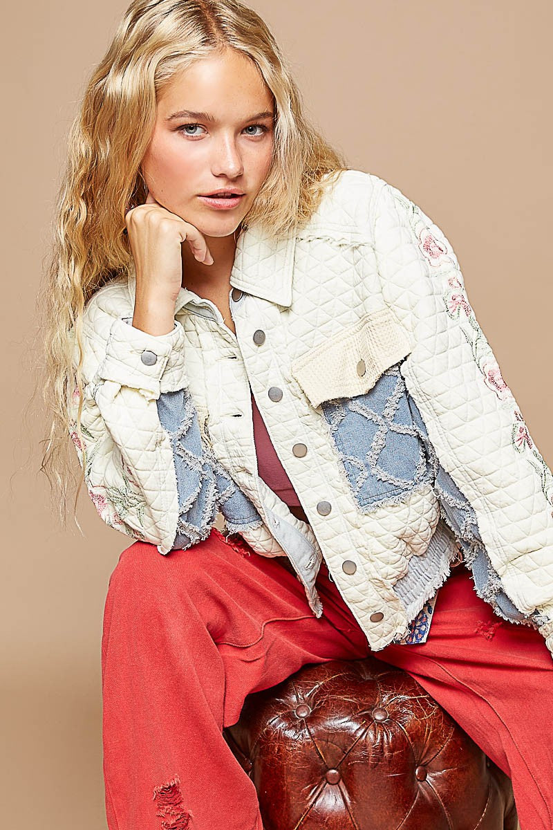 Rose Meadow Quilted Patchwork Embroidered Cotton Jacket