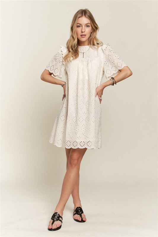 Tea Time Eyelet Ruffle Cotton Dress