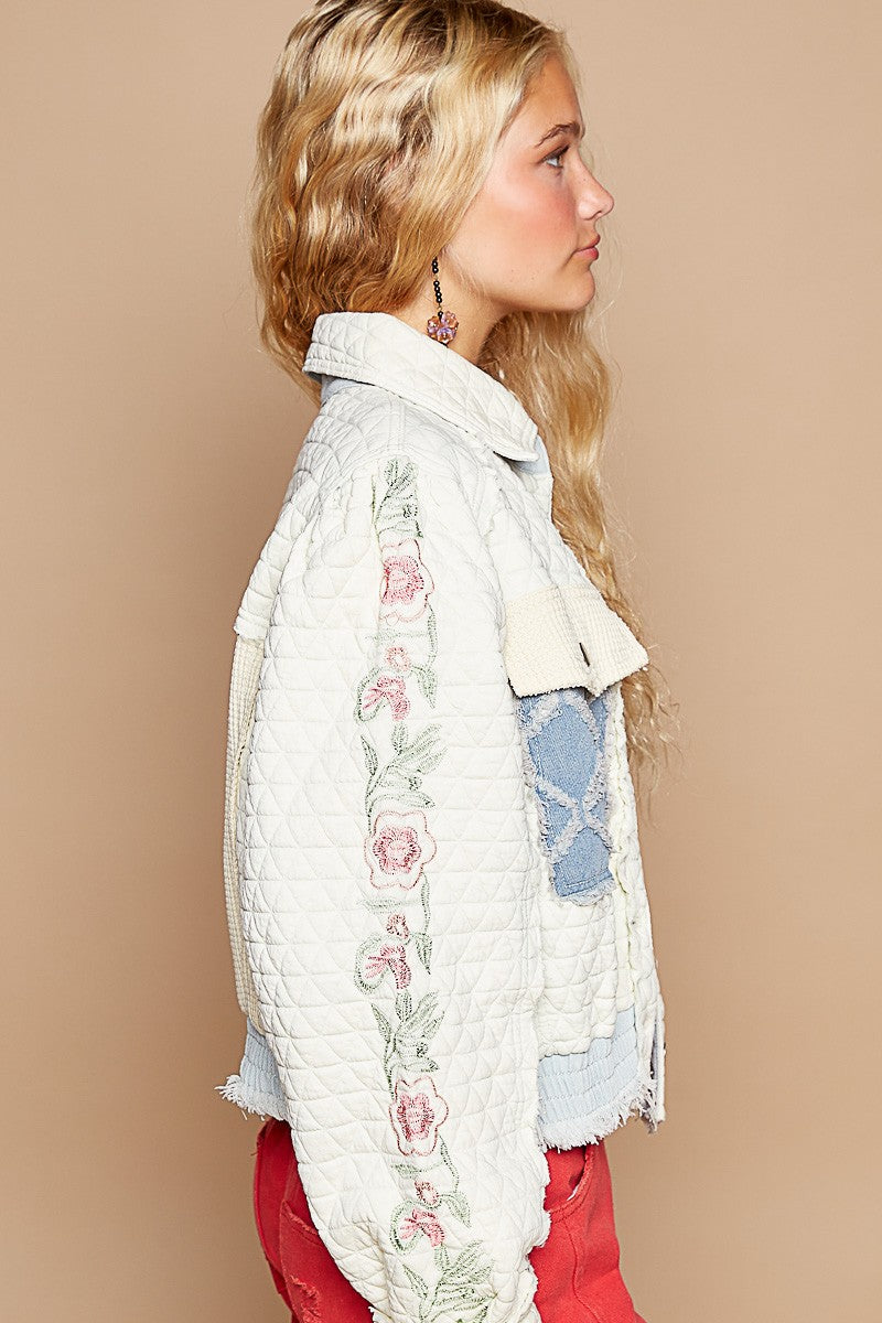 Rose Meadow Quilted Patchwork Embroidered Cotton Jacket