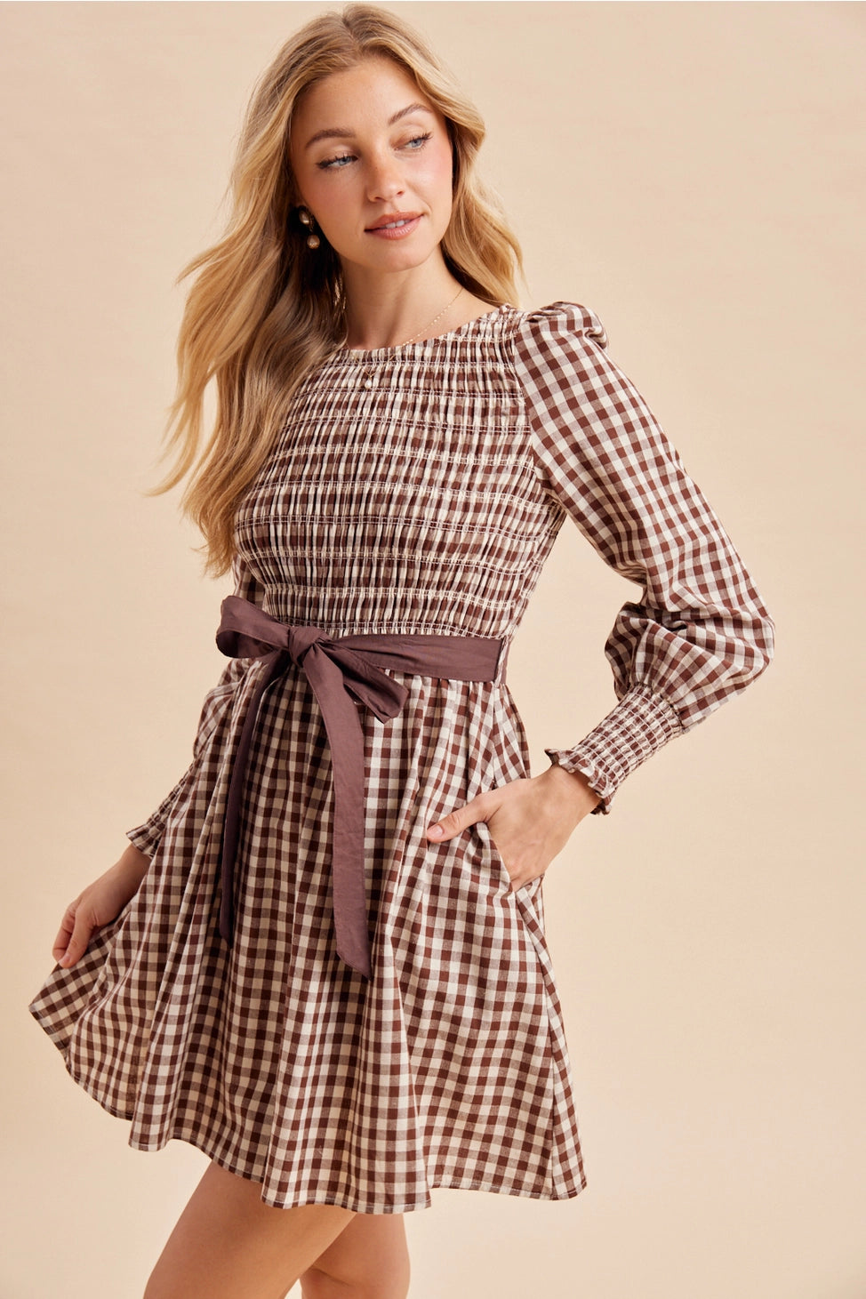 Cider Season Gingham Cotton Dress