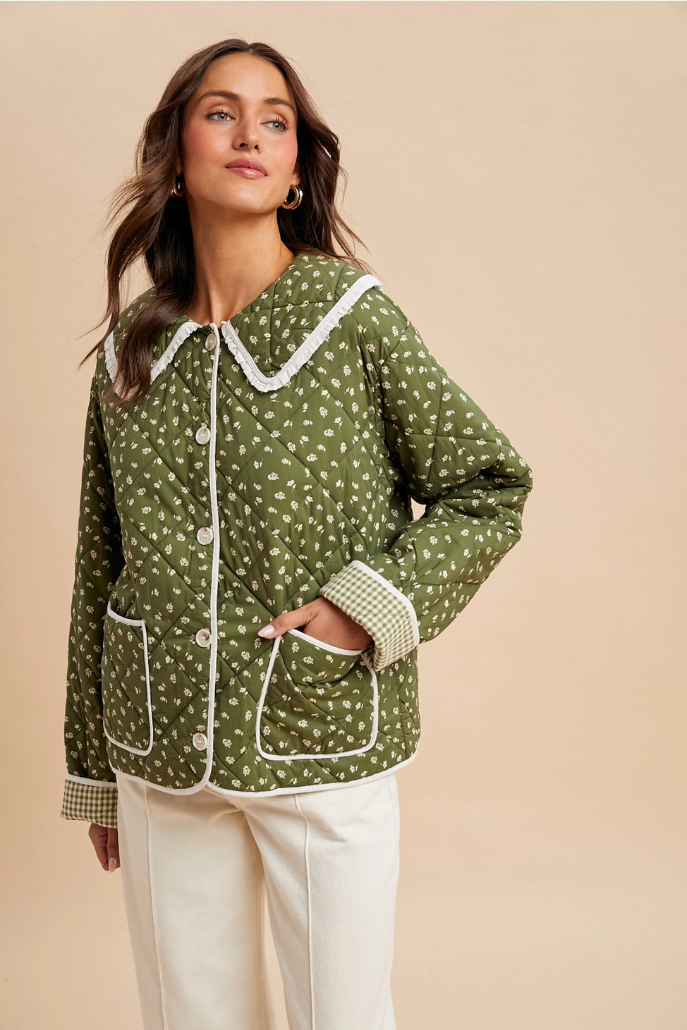Heirloom Quilted Cotton Puffer Jacket In Pine