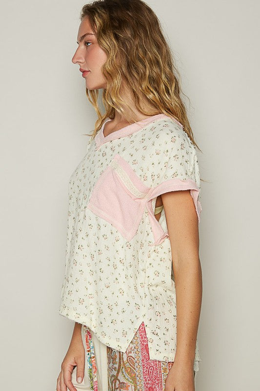 Sweet Petals Floral V-Neck Short Sleeve Top