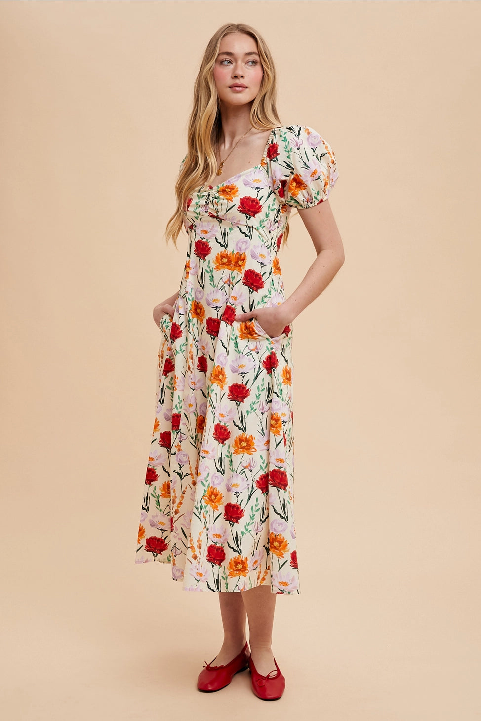 Autumn Rose Babydoll Maxi Dress