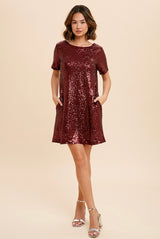 Burgundy Sequin Taylor Swift Dress Red Era