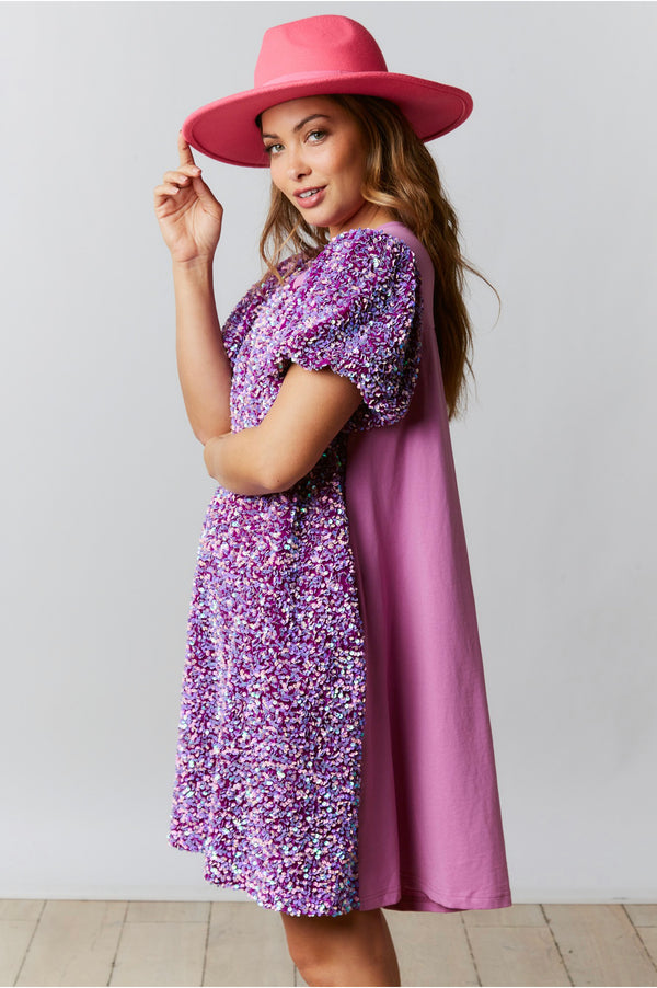 Taylor Swifty Sequin Shirt Dress in Purple -SALE- (SIZE SMALL LEFT)