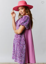 Taylor Swifty Sequin Shirt Dress in Purple
