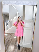 Taylor Swifty Sequin Shirt Dress in Pink Blush
