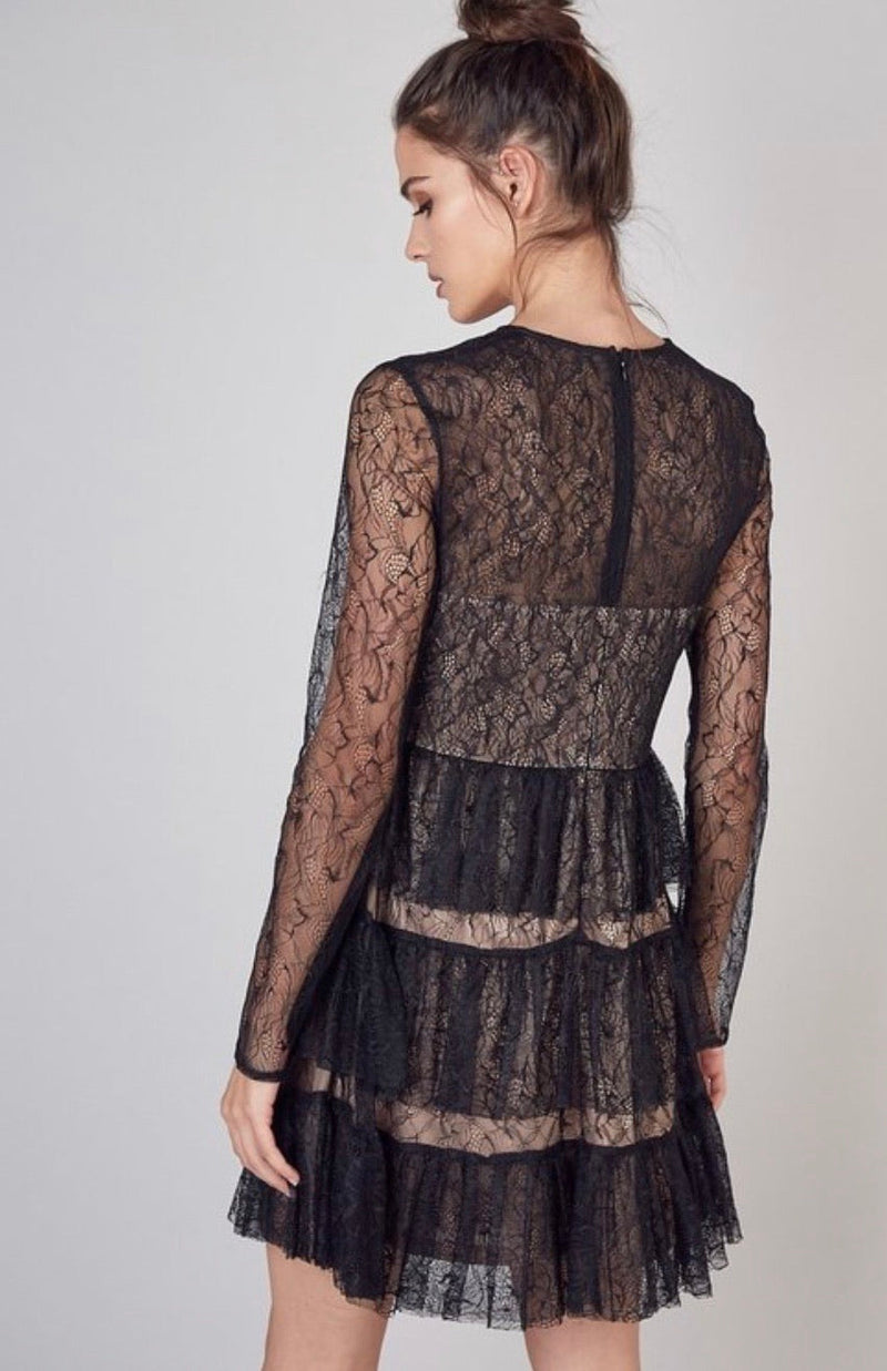 black lace ruffle dress 