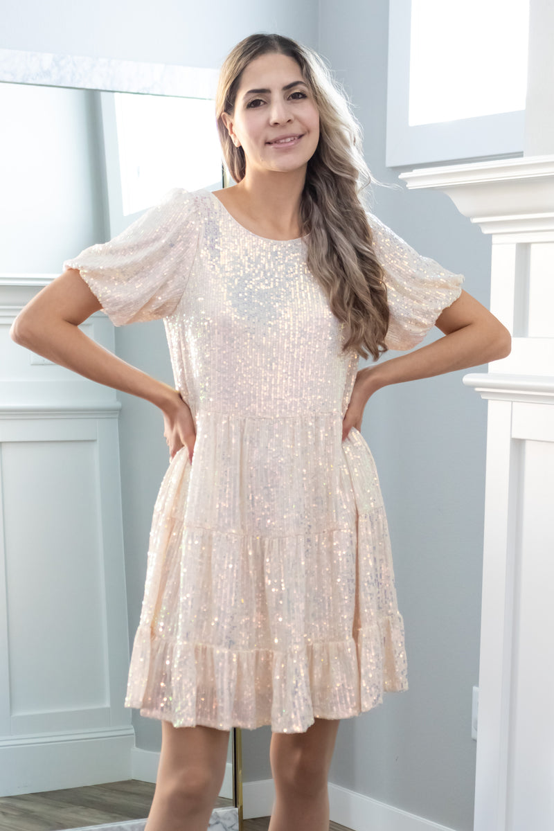 Taylor Swifty Sequin Dress In Gold Fearless Era