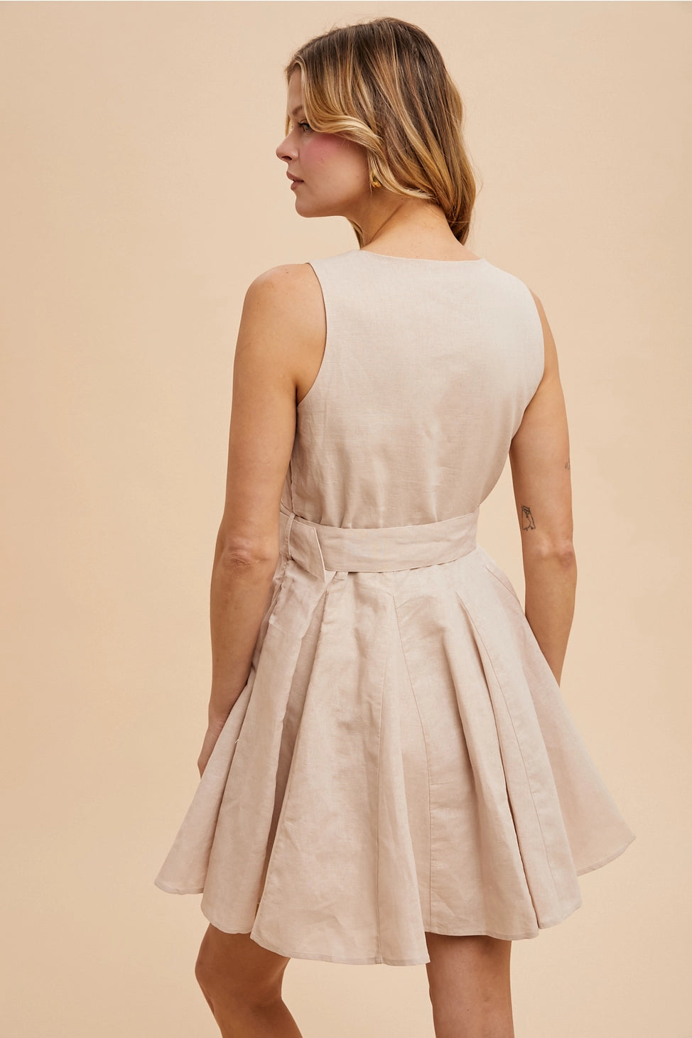 Love You More Linen Dress In Oat