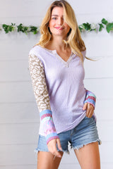 Lilac Animal & Aztec Notched Top