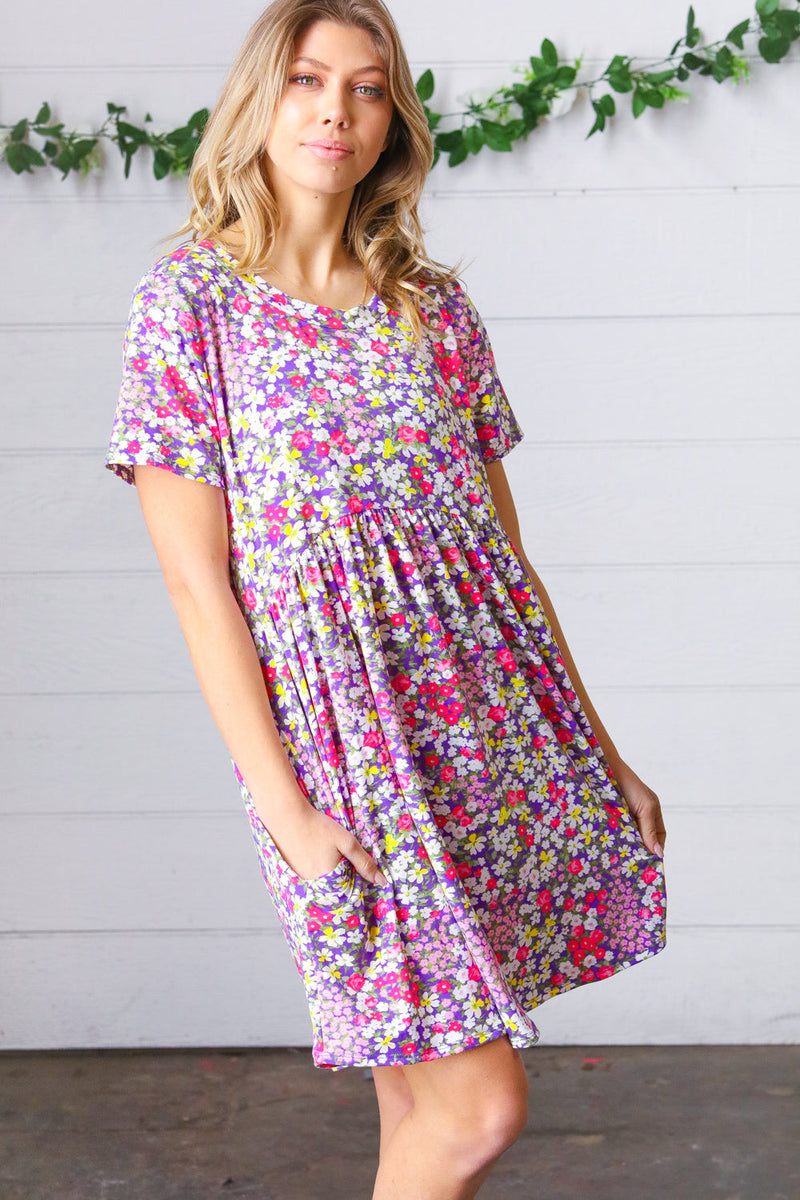 Lilac & Rose Floral Babydoll Fit and Flare Dress