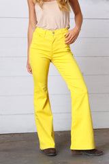 Yellow High Rise Bootcut Colored Denim Jeans