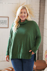 Green Cashmere Feel Turtleneck Sweater