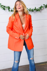 Coral Notched Lapel Lined Blazer