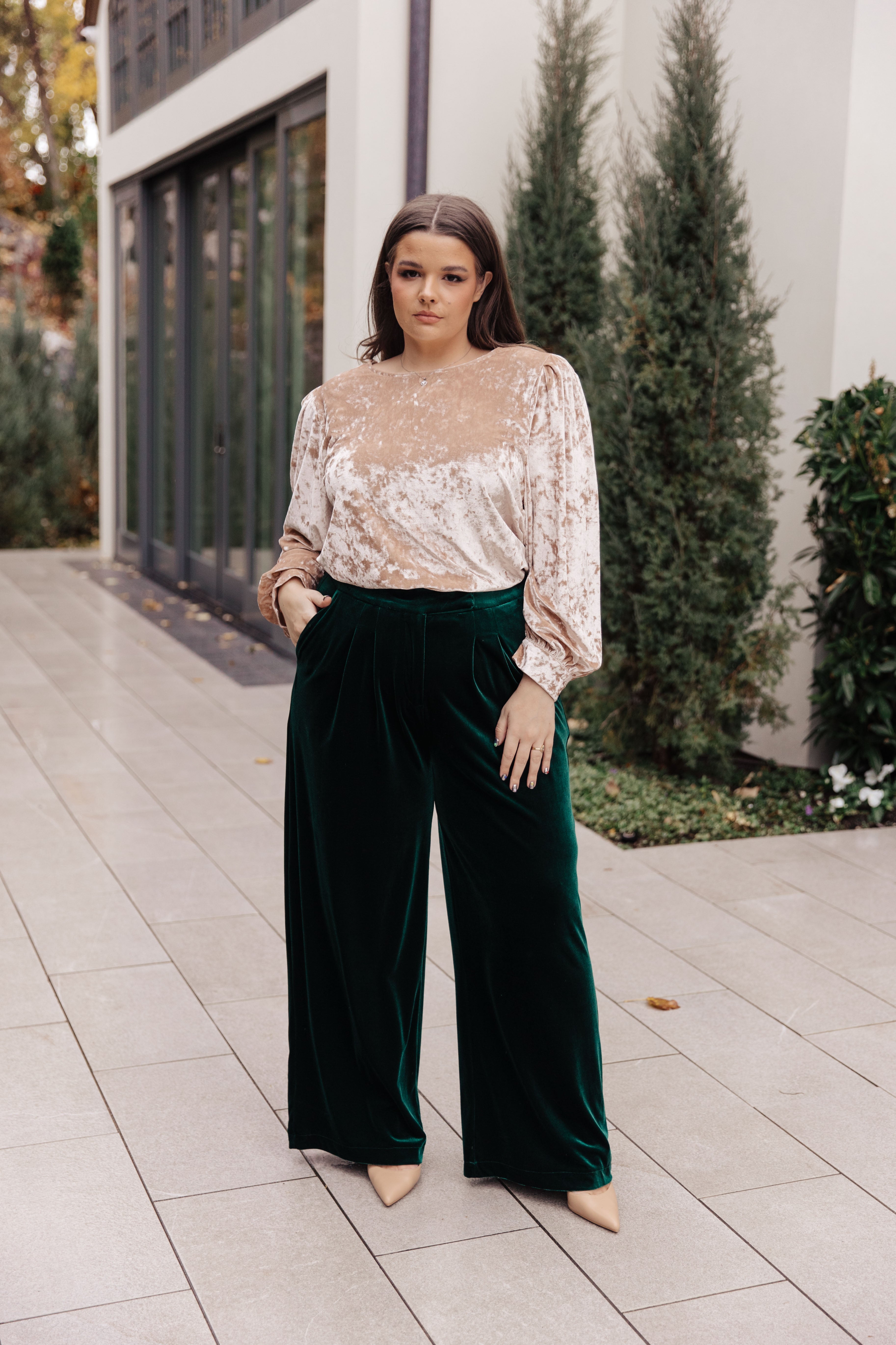 Velvet Wide Leg Velvet Pants