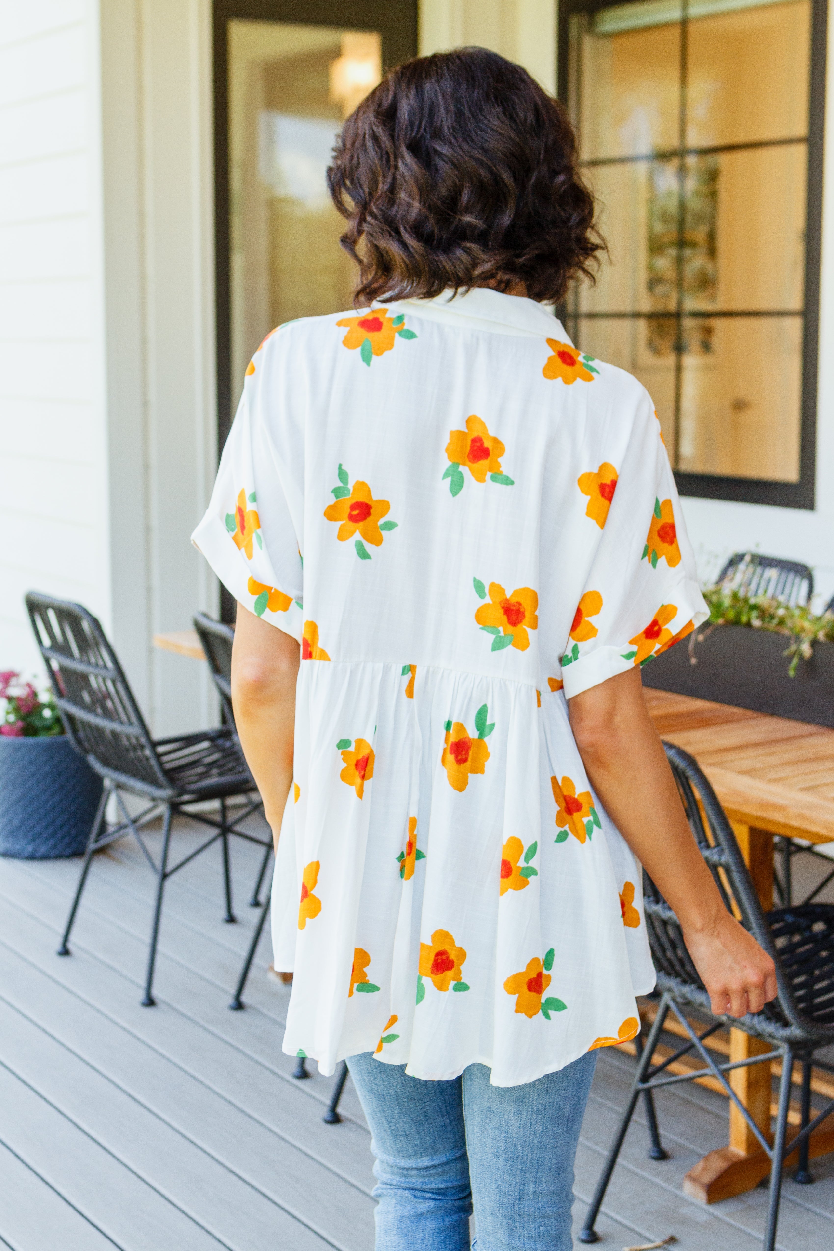 Blissed Out Button Up Babydoll Tunic Top