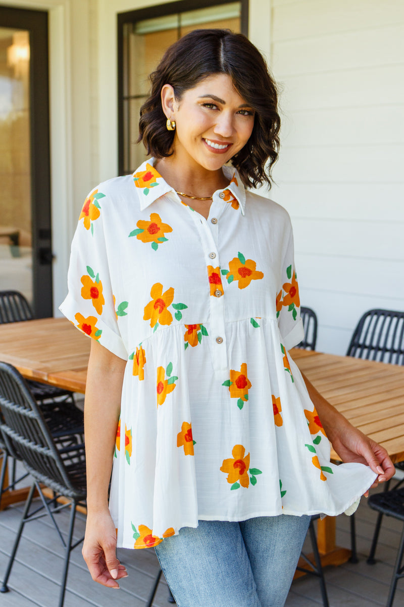 Blissed Out Button Up Babydoll Tunic Top