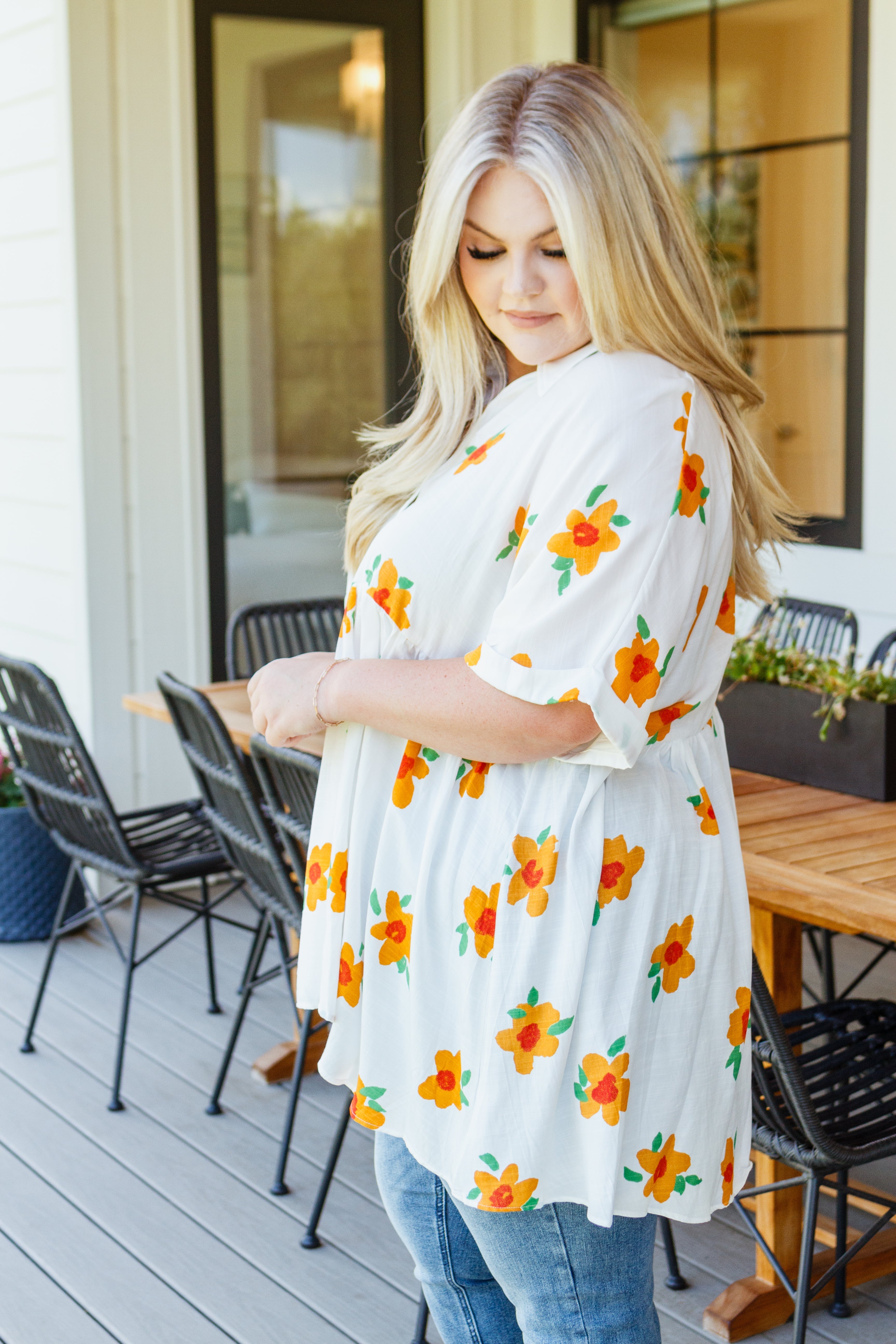 Blissed Out Button Up Babydoll Tunic Top