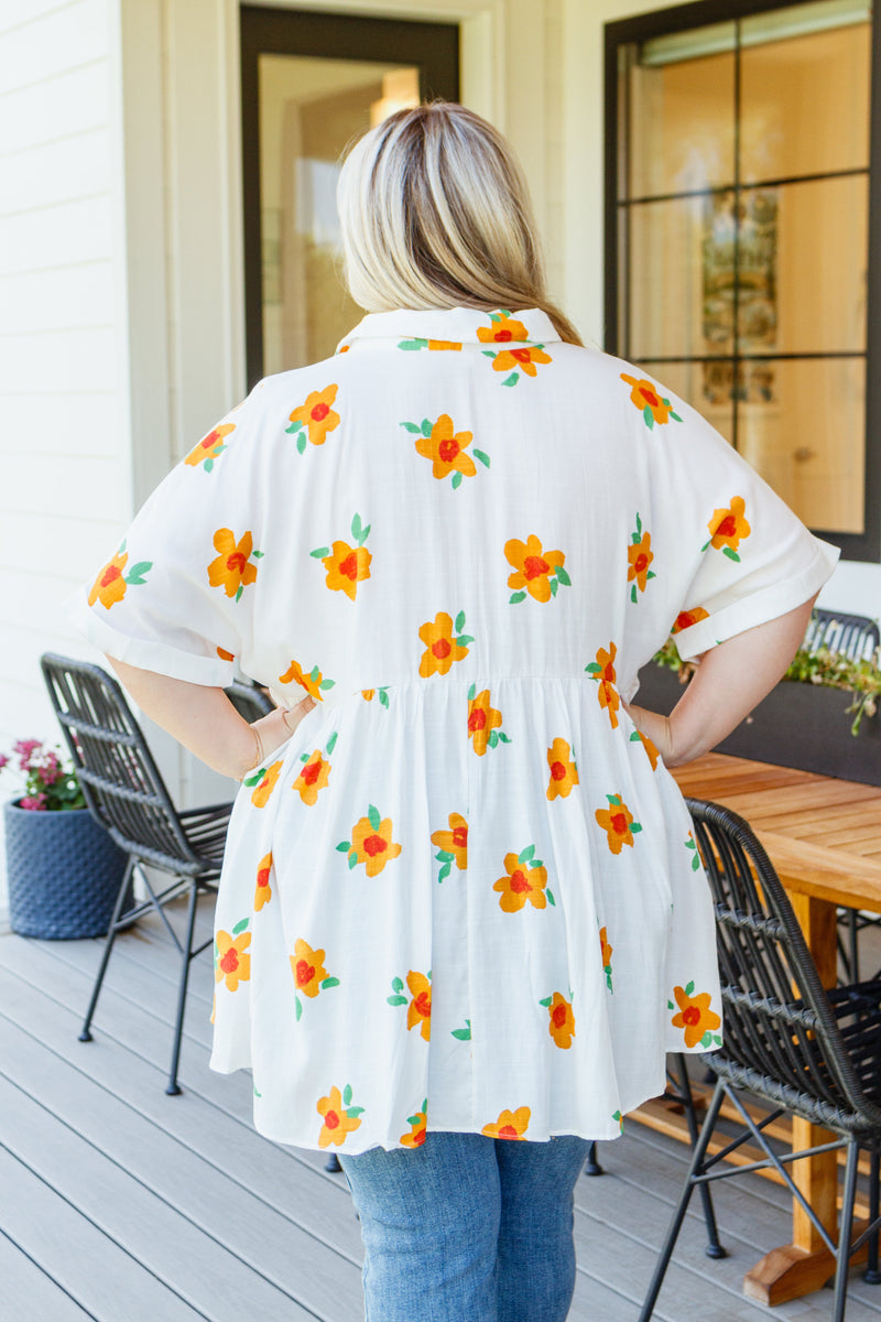 Blissed Out Button Up Babydoll Tunic Top