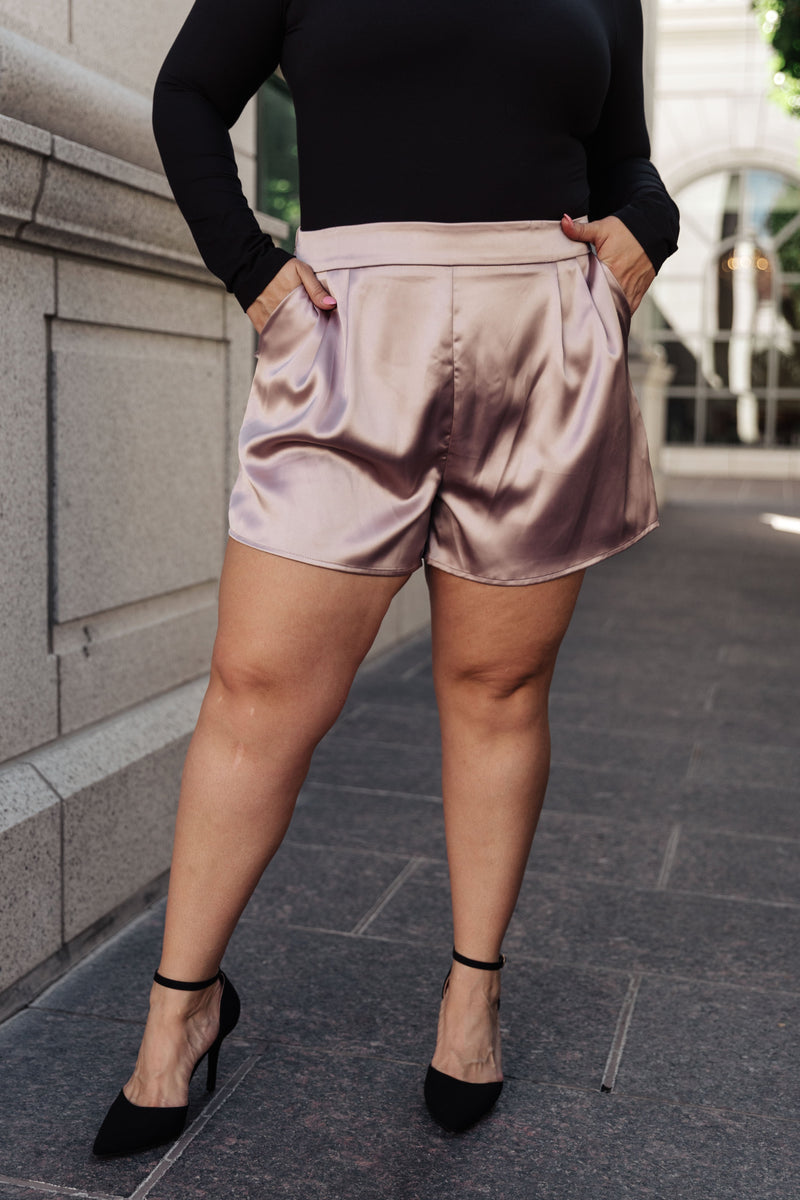 Champagne and Roses Satin Shorts