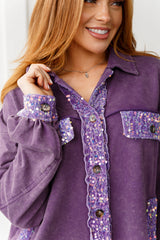 Sequin Shacket in Purple