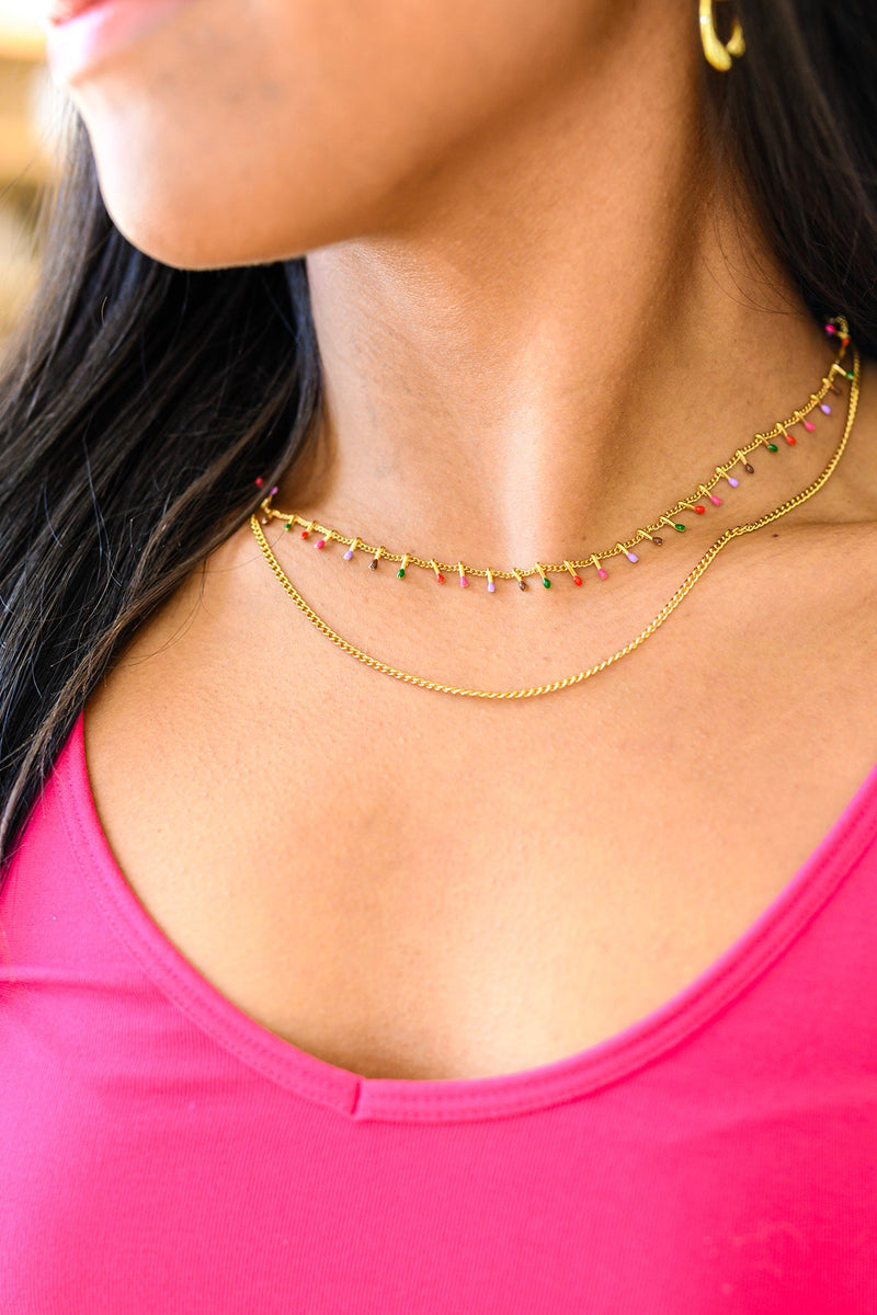 18k Gold Colorful Palette Layered Necklace