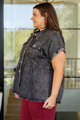 Cool and Carefree Denim Button Down Top