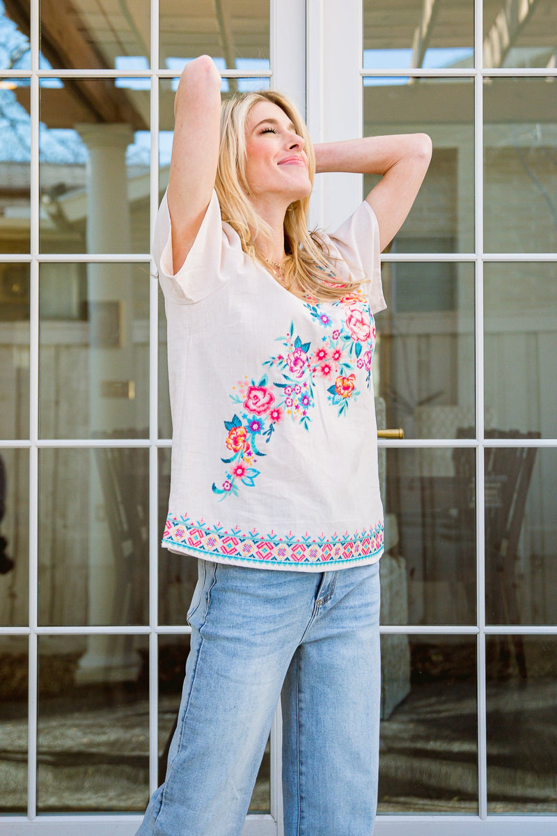 Floral Embroidery Top