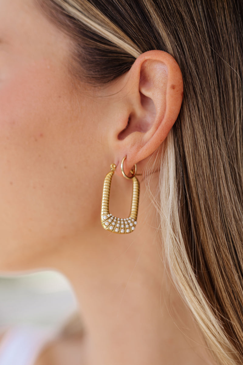 18k Gold Drop Drop Pearl Accent Earrings