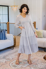 Tiered Midi Dress With Sleeves