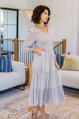 Tiered Midi Dress With Sleeves