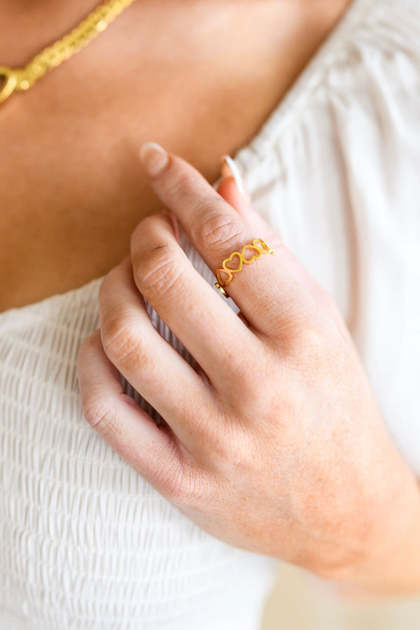 Gold Plated Endless Hearts Gold Ring