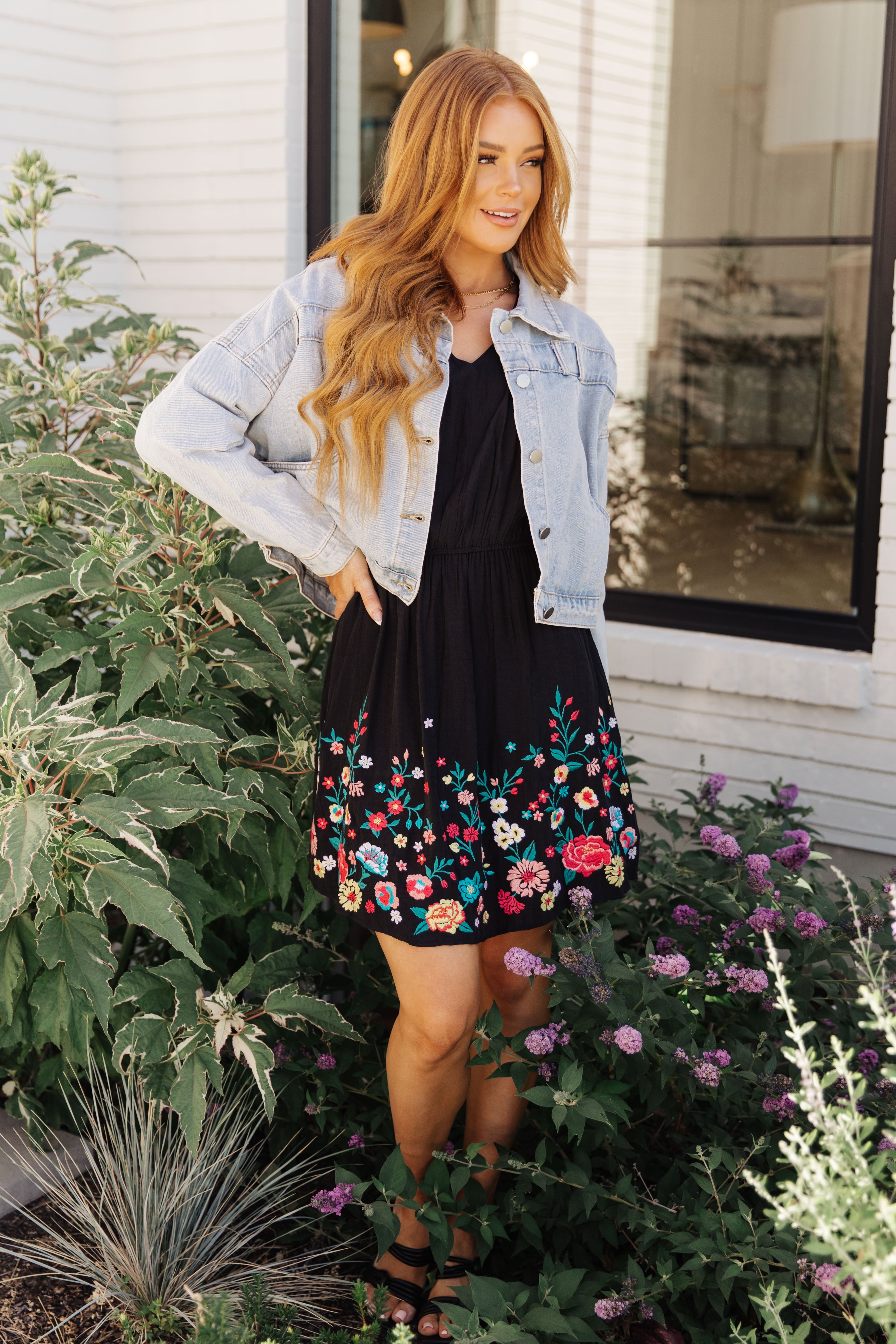 Black Embroidered Dress Happy To See You Floral Embroidered Dress