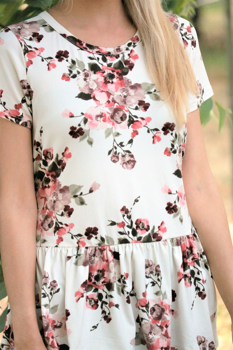 Blossom Peplum Top in Ivory