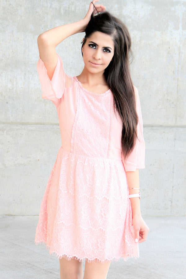 Lovely Lace Dress In Blush -SALE-