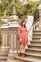 Lost In The Moment Lace Skater Dress In Rose