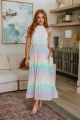 Pleated Dress Irresistibly Iridescent Maxi Dress