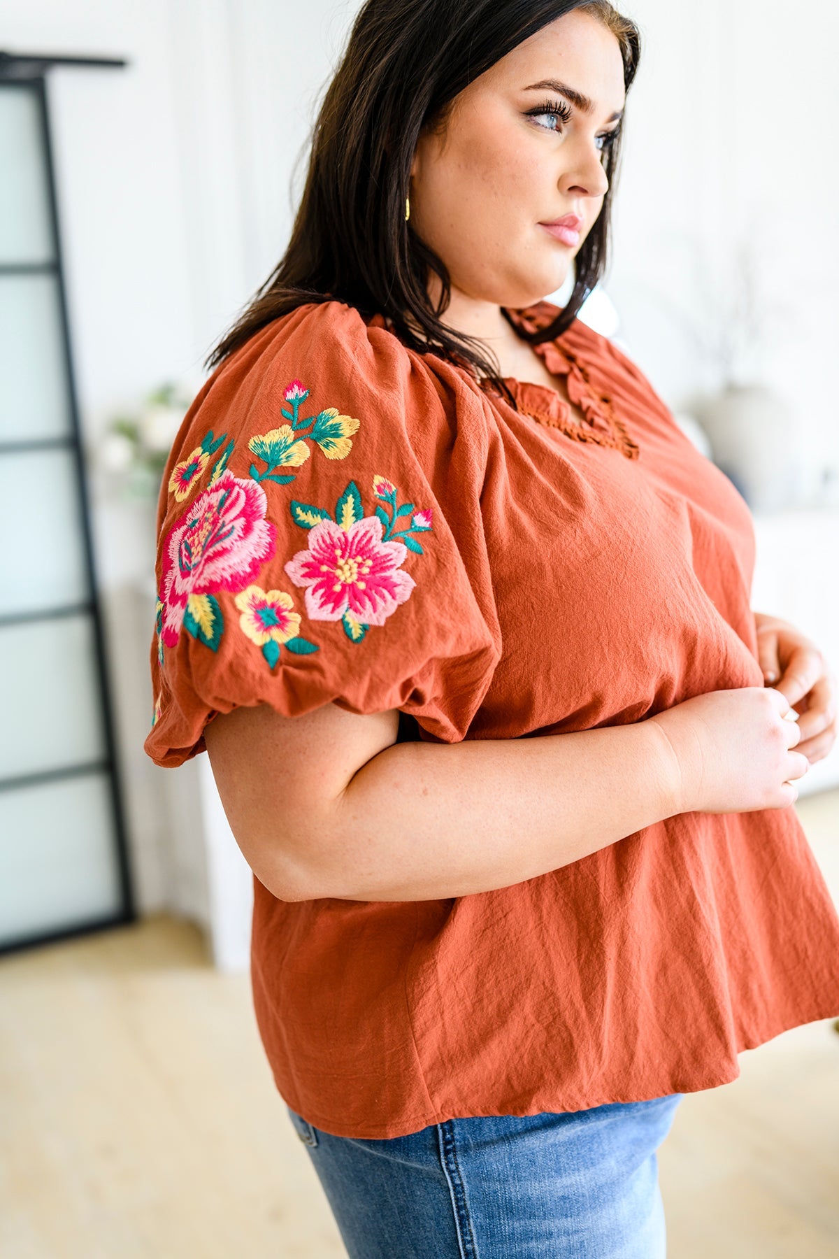 Puff Sleeve Louisa Embroidered Blouse