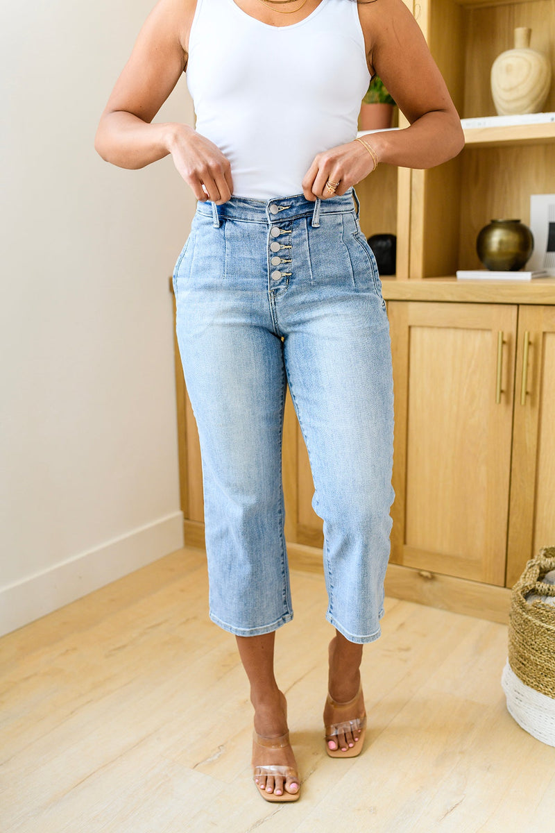 Judy Blue Mandy High Rise Vintage Wide Leg Crop Jeans