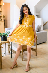 Marigold Embroidered Babydoll Cotton Dress